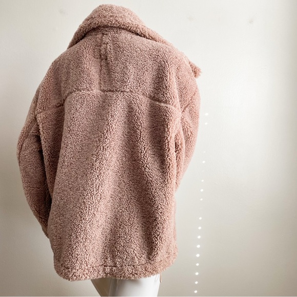 Abercrombie Fitch Soft A&F Collection Tan Teddy Jacket Sherpa Coat Oversized M - Picture 7 of 9